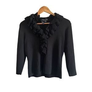 Michelle Nicole V Neck Ruffle Sweater Medium